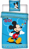 Disney Mickey - Housse de couette - Unique - 140x200 cm + 1 taie d'oreiller 63x63 cm - Bleu