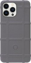 RUGGED SHIELD Rubber Bumper Case Hoesje Geschikt voor iPhone 13 Pro - Grijs