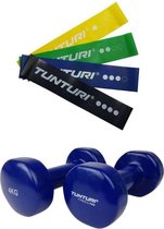 Tunturi - Fitness Set - Vinyl Dumbbell 2 x 4 kg  - Weerstandsbanden 4 stuks