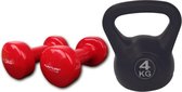 Tunturi - Fitness Set - Vinyl Dumbbell 2 x 3 kg - Kettlebell 4 kg