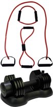 Tunturi - Fitness Set - Verstelbare Dumbbellset 12,5 kg - Tubing Set Rood