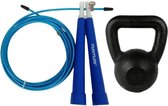 Tunturi - Fitness Set - Springtouw Blauw - Kettlebell 12 kg