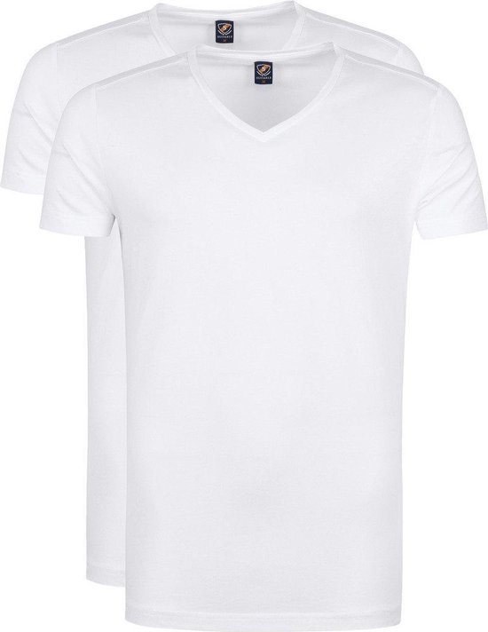 Suitable - Vitasu T-Shirt V-Hals Wit 2-Pack - Heren - Maat S - Slim-fit