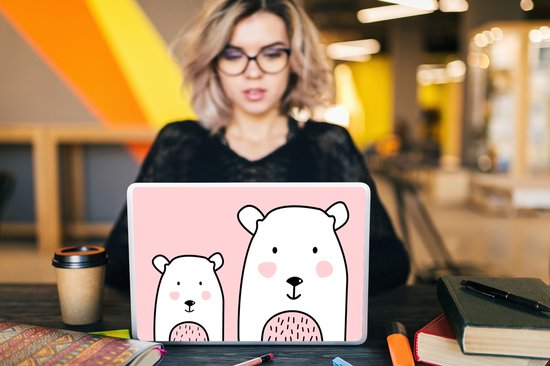 Autocollant pour ordinateur portable - 14 pouces - Ours - Animaux - Rose - Enfants - 32x5x23x5cm - Autocollants pour ordinateur portable - Peau pour ordinateur portable - Couverture