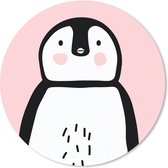 Muismat - Mousepad - Rond - Pinguïn - Kind - Roze - 40x40 cm - Ronde muismat