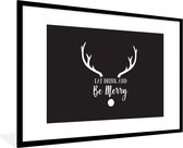 Fotolijst incl. Poster - Quote "Eat, Drink and be Merry" wanddecoratie kerst zwart - 120x80 cm - Posterlijst - Kerstmis Decoratie - Kerstversiering - Kerstdecoratie Woonkamer - Kerstversiering - Kerstdecoratie voor binnen - Kerstmis