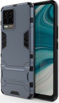 Realme 8 4G Hoesje Shock Proof Back Cover Met Kickstand Blauw