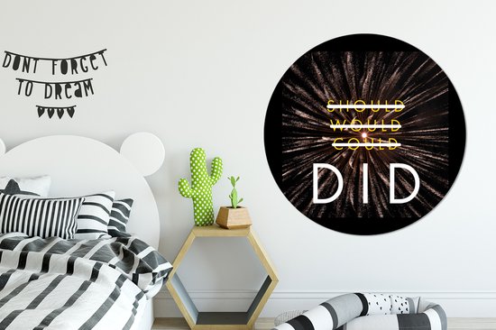 Texte de motivation sur un fond recouvert de feux d'artifice Sticker papier peint cercle mural ⌀ 140 cm / cercle papier peint / cercle mural / cercle vivant - autocollant & découpe ronde