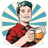 WallCircle - Wall Circle - Wall Circle Indoor - Garçon - Glas - Bières - 140x140 cm - Décoration murale - Peintures Ronds