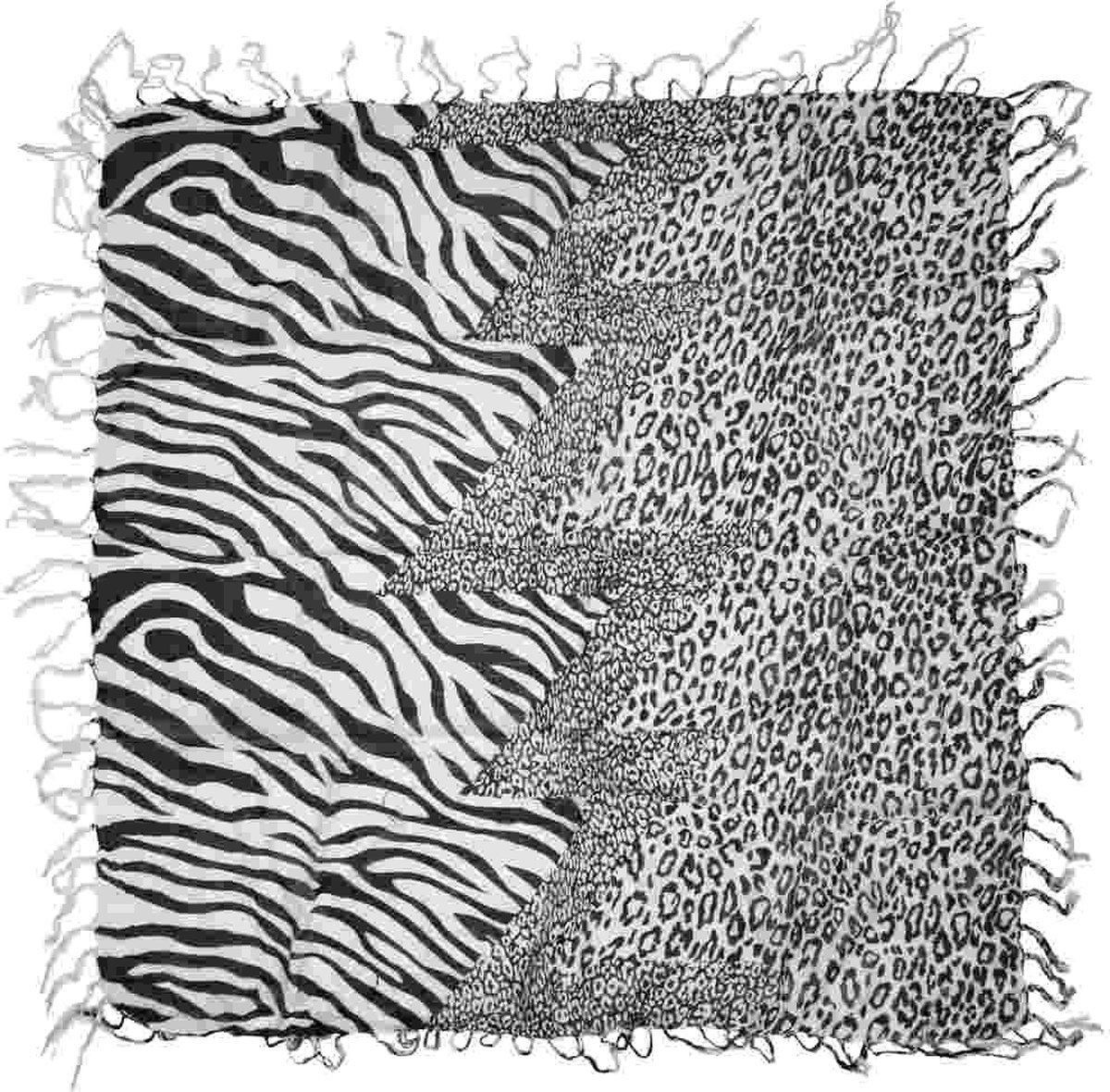 Zac's Alter Ego Sjaal White Zebra & Leopard Print Square Wit