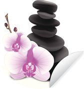 Orchidée à côté des pierres zen Sticker mural cercle mural 100x100 cm / cercle de papier peint / cercle mural / cercle vivant - auto-adhésif et découpe ronde