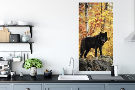 Stickers Stickers muraux - Loup - Roche - Arbre - 60x120 cm - Feuille adhésive