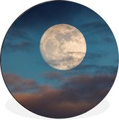 Cercle mural - Cercle mural - Lune - Nuages - Nuit - Aluminium - Dibond - ⌀ 120 cm - Intérieur et Extérieur XXL