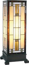 Tiffany Tafellamp 18*18*45 cm E27/max 1*60W Bruin, Beige Glas in lood Vierkant Art Deco Tiffany Bureaulamp Tiffany Lampen