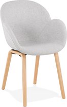 Alterego Designstoel met armleuningen 'SAMY' in lichtgrijze stof en Scandinavische stijl