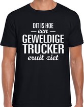 Dit is hoe een geweldige trucker eruit ziet cadeau t-shirt zwart - heren - beroepen / cadeau shirt L