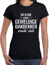 Dit is hoe een geweldige dakdekker eruit ziet cadeau t-shirt zwart - dames - beroepen / cadeau shirt M