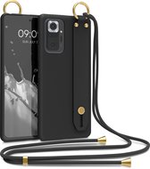 kwmobile Hoesje voor Xiaomi Redmi Note 10 Pro - Telefoonhoesje met koord en handgreep - Hoes voor smartphone in zwart