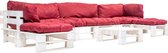 Decoways - 6-delige Loungeset pallet met rode kussens hout