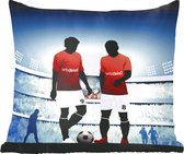 Sierkussens - Kussen - Een illustratie van twee voetballers in een stadion - 40x40 cm - Kussen van katoen