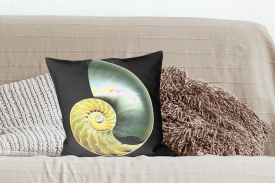 Sierkussens - Kussentjes Woonkamer - 45x45 cm - Schelp - Zwart - Parelmoer