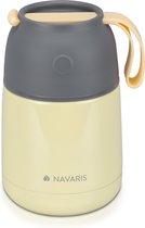 Navaris roestvrij stalen thermosbeker 450ml - Voedselbeker voor onderweg - Warmhoudbeker voor warm en koud eten - Geïsoleerd en lekvrij - Geel