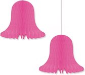 4x Fuchsia decoratie klokken/kerstklokken lampionnen 20 cm - feestversiering/kerstversiering