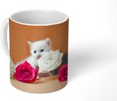 Mok - Kat - Rozen - Bloemen - 350 ML - Beker