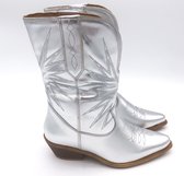 WELOVESHOES® Dames Cowboylaarzen met Hak  - Imitatieleer - Zilver - Maat 38
