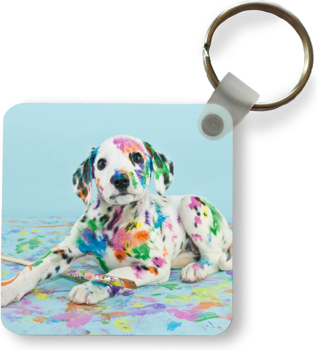 Sleutelhanger - Uitdeelcadeautjes - Hond - Verf - Blauw - Plastic