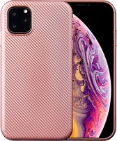 Mobiq Flexibel Carbon Hoesje iPhone 11 Pro - Carbon Look Case - Flexibele iPhone 11 Pro 5.8 inch hoes - Gemaakt van TPU - Slim Case Carbon - Apple iPhone 11 Pro Flex cover - Zwart | Roze