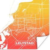 Affiche Plan de la ville - Lelystad - Pays- Nederland - Jaune - 75x75 cm