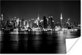 Poster Weerspiegelde skyline van New York - zwart wit - 90x60 cm