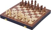 schaakspel inklapbaar 38,5 cm hout bruin/wit 33-delig