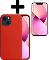 iPhone 13 Hoesje Case Siliconen Met Screenprotector Volledig Bedekt - iPhone 13 Case Hoesje Hoes Met Screenprotector - Rood