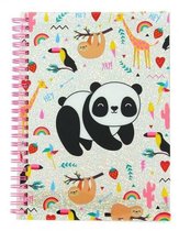 notitieboek Happy Zoo panda A5 roze
