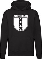 Amsterdam Stadswapen | Unisex | Trui | Sweater | Hoodie | Capuchon | Zwart | Stad | Noord-Holland | Nederland | Cadeau