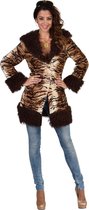 Magic By Freddy's - Leeuw & Tijger & Luipaard & Panter Kostuum - Tijgertastische Mantel Met Imitatie Bont Vrouw - bruin - XXL - Carnavalskleding - Verkleedkleding