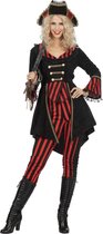 Wilbers - Piraat & Viking Kostuum - Piraat Berdine Boekanier Bahamas - Vrouw - rood,zwart - Maat 40 - Carnavalskleding - Verkleedkleding