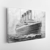 Canvas schilderij - Titanic. Picture of a titanic pencil. The Titanic sails in the ocean.  -     783936175 - 50*40 Horizontal