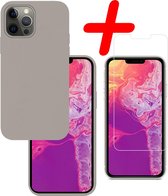 iPhone 13 Pro Hoesje Siliconen Met Screenprotector - iPhone 13 Pro Case Met Screenprotector Grijs - iPhone 13 Pro Hoes - Grijs