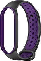 Xiaomi Mi band 5/6 dubbel sport band - zwart paars - Geschikt voor