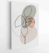 Earth tone boho gebladerte lijntekeningen tekenen met abstracte vorm. Abstract Plant Art-ontwerp voor print, omslag, behang, minimale en natuurlijke kunst aan de muur. 4 - Moderne