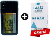 Crystal Backcase Transparant Shockproof Met Pasjeshouder Hoesje iPhone XS Max Blauw - Gratis Screen Protector - Telefoonhoesje - Smartphonehoesje