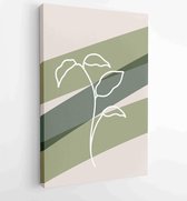 Botanische muur kunst vector set. Gebladerte lijntekeningen met abstracte vorm. 1 - Moderne schilderijen – Verticaal – 18617110931 - 80*60 Vertical