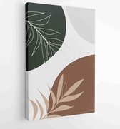 Earth tone boho gebladerte lijntekeningen tekenen met abstracte vorm. Abstract Plant Art-ontwerp voor print, omslag, behang, minimale en natuurlijke kunst aan de muur. 1 - Moderne