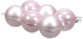 6x stuks kerstversiering kerstballen roze (powder) van glas - 8 cm - mat/glans - Kerstboomversiering