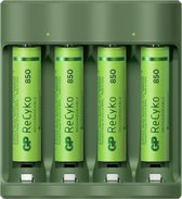 GP ReCyko Batterijlader - (USB) B421 4-slot incl. 4 x AAA 850 mAh - Oplaadbare batterijen - Batterij oplader
