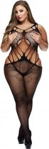 Baci - Criss Cross Visnet Catsuit Met Open kruisje - Curvy - Sexy Lingerie & Kleding - Lingerie Dames - Dames Lingerie - XL - Body / Panty