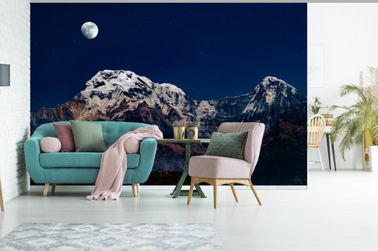Papier peint photo peint photo vinyle - La pleine lune au-dessus du paysage largeur 330 cm x hauteur 220 cm - Tirage photo sur papier peint (disponible en 7 tailles)